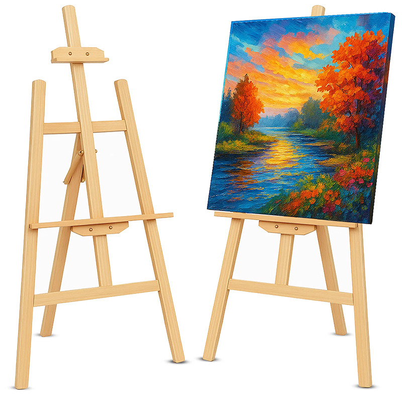 Sevalet pictura, inaltime reglabila, 139 cm, din lemn - imagine 9